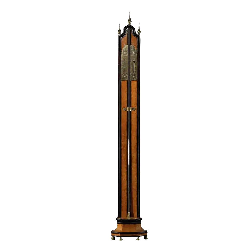 Early 18th-century Louis XIV ebony and amboyna barometer by Nwtiques, French antique tabletop piece