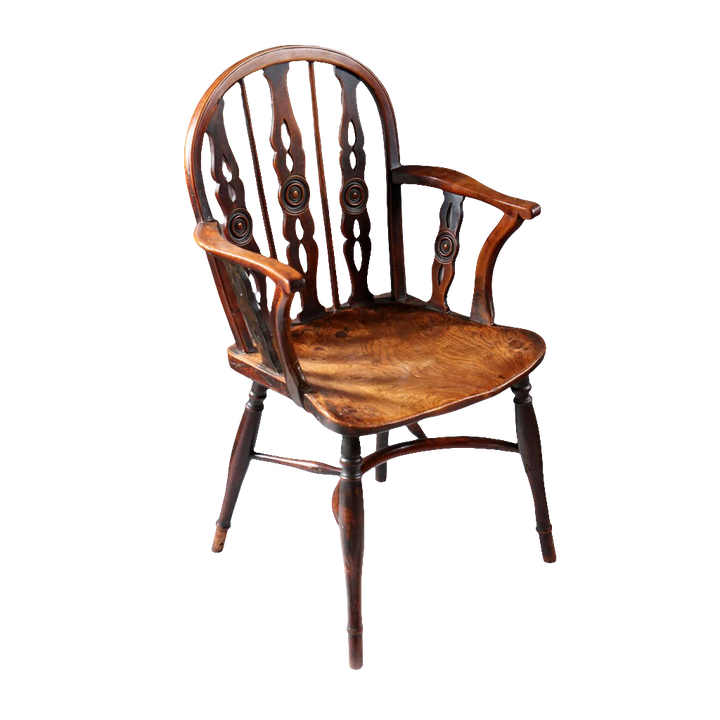 Thames Valley Windsor armchair by Collection TH20, circa 1830, handcrafted in yew and elm with elegant turned details
