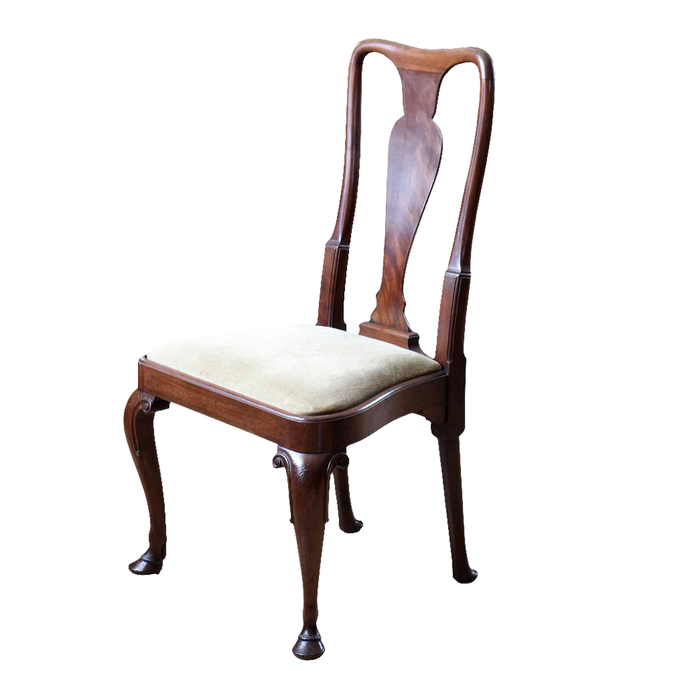 George II style mahogany dining chair with hoof feet from Nwtiques, England circa 1920