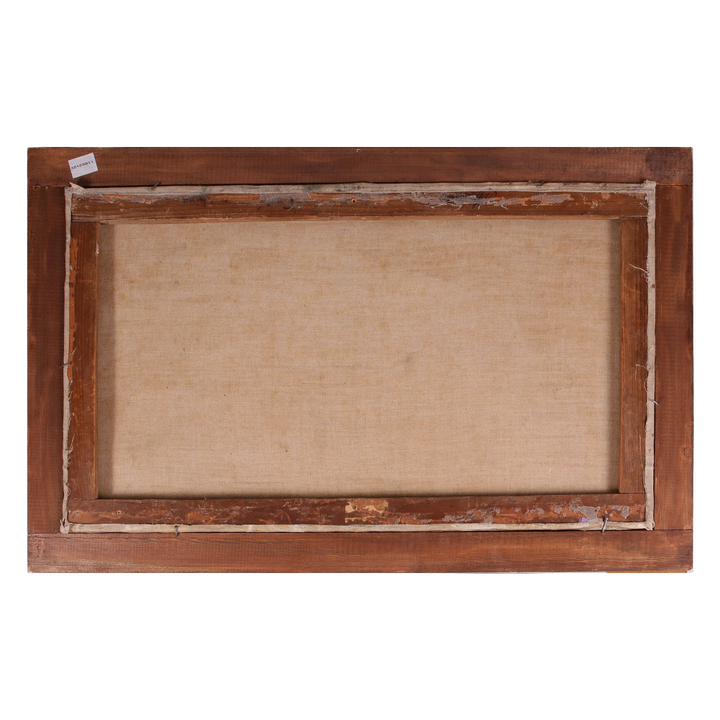 Back view of an oil on canvas painting frame from Collection TH20 showing wooden stretcher and canvas backing
