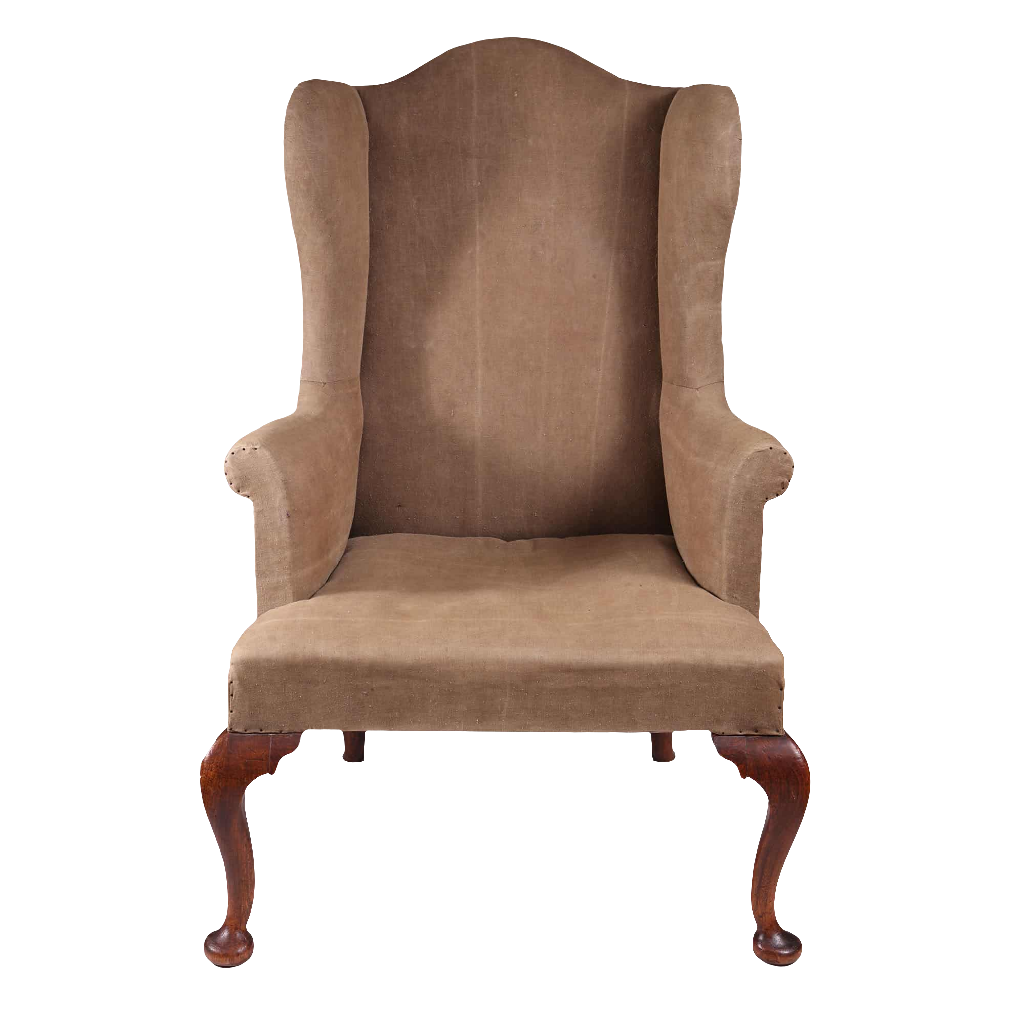 Early 18th century English walnut wing chair with pad feet and cabriole legs from Collection CK20