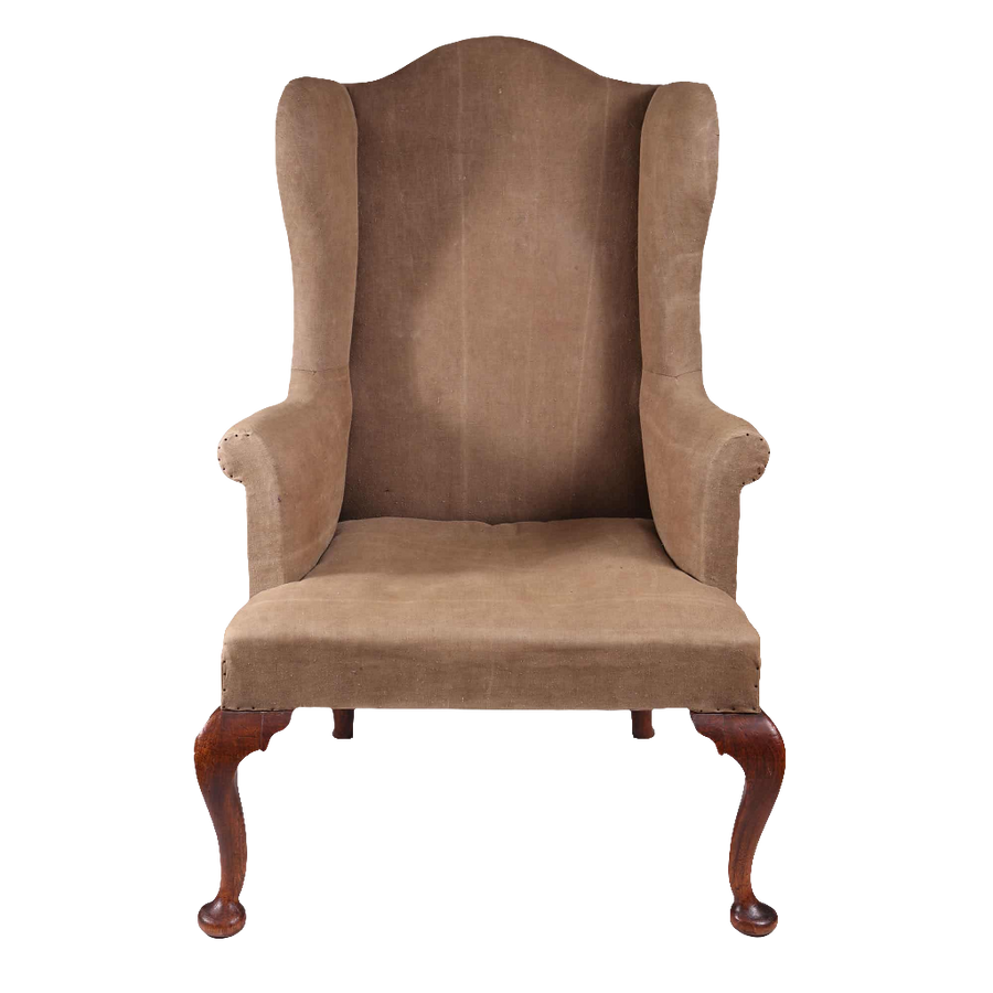 Early 18th century English walnut wing chair with pad feet and cabriole legs from Collection CK20
