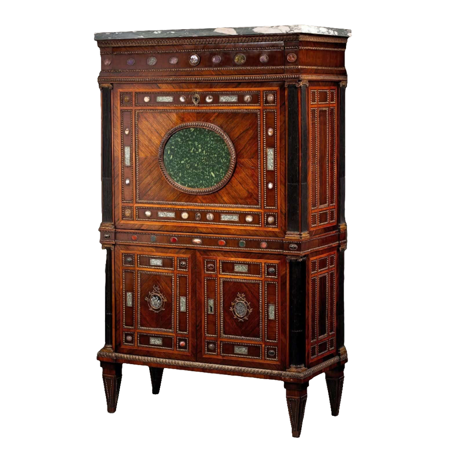 North Italian Rosewood secretaire with hardstone inlay attributed to Giovanni Battista Maroni sold by Nwtiques