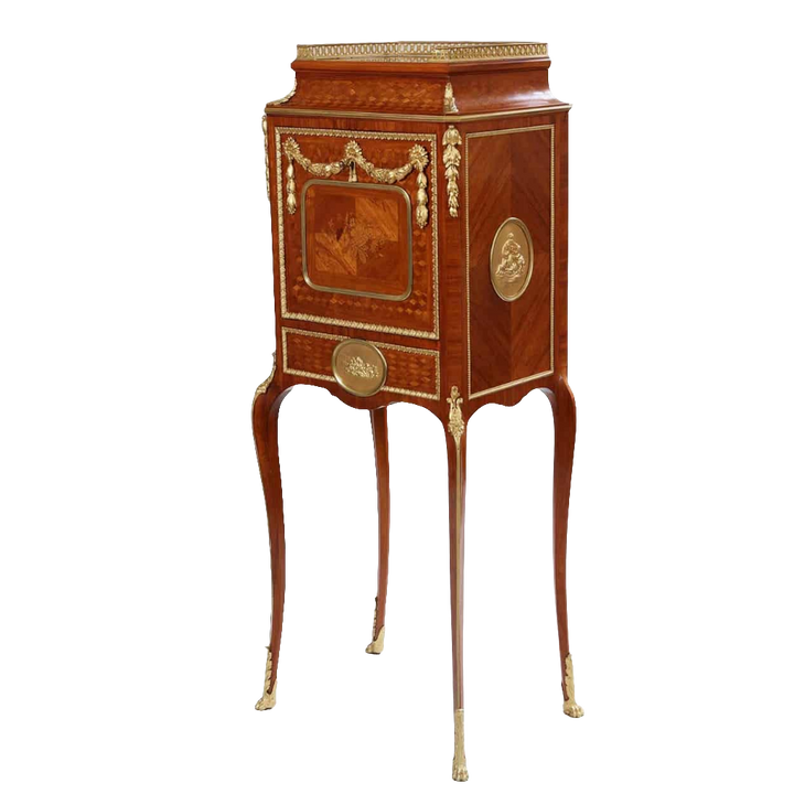Napoleon III secretaire cabinet with gilt bronze mounts and intricate parquetry by Nwtiques
