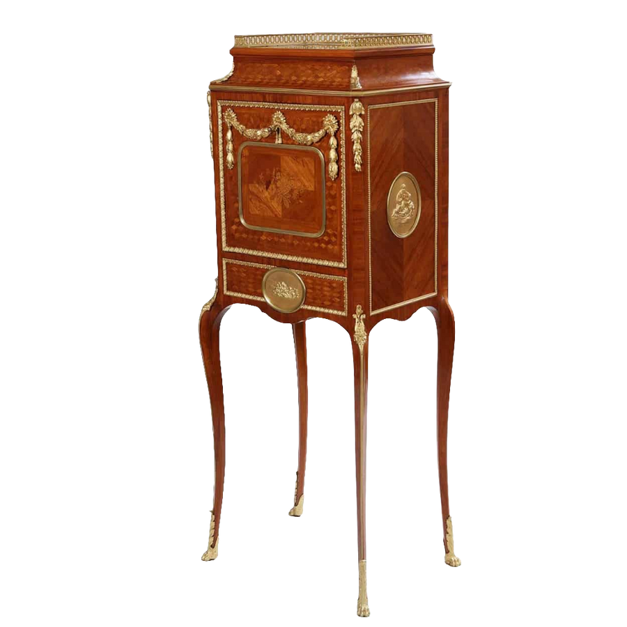 Napoleon III secretaire cabinet with gilt bronze mounts and intricate parquetry by Nwtiques