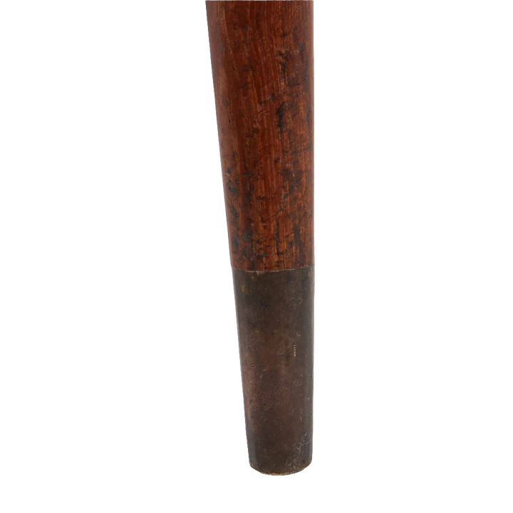 Close-up of wooden leg with metal sleeve detail from Collection EE30 Chandigargh armchair circa 1960s vintage design