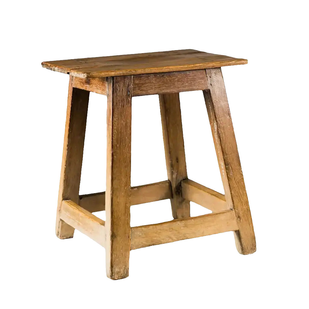 19th Century Indian teak stool with flared legs and aged patina from Collection EE30, circa 1900 craftsmanship
