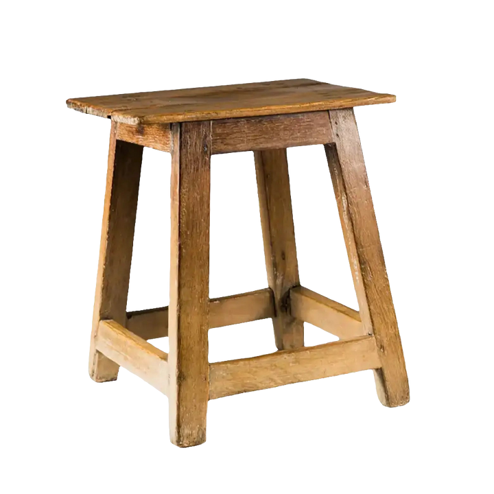 19th Century Indian teak stool with flared legs and aged patina from Collection EE30, circa 1900 craftsmanship