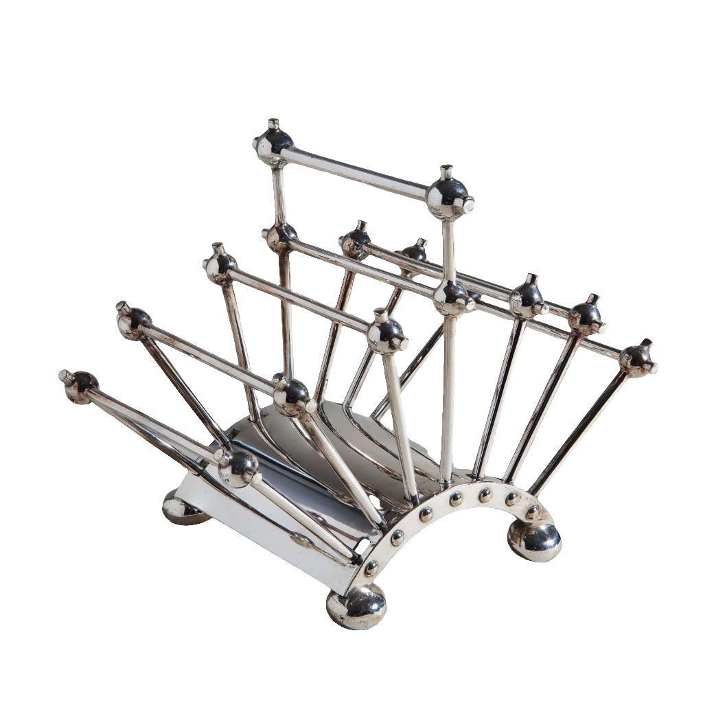 Hukin And Heath articulated silver letter rack by Nwtiques, classic 1880s design inspired by Christopher Dresser