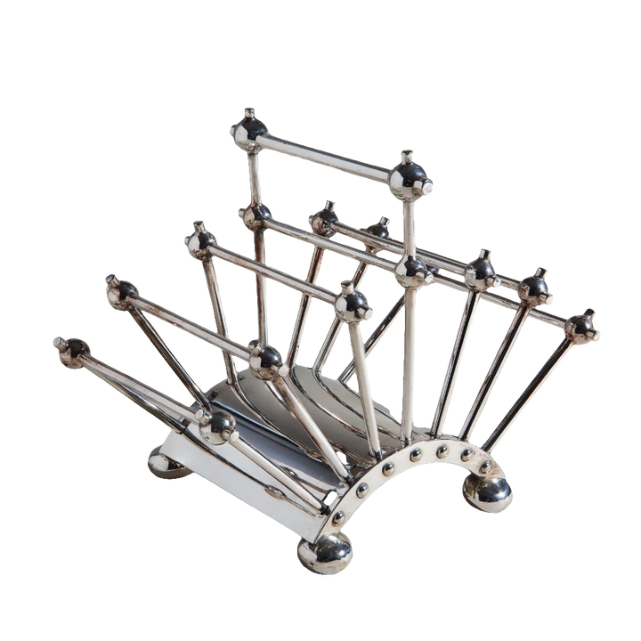 Hukin And Heath articulated silver letter rack by Nwtiques, classic 1880s design inspired by Christopher Dresser
