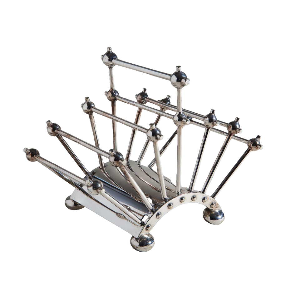 Hukin And Heath articulated silver letter rack by Nwtiques, classic 1880s design inspired by Christopher Dresser