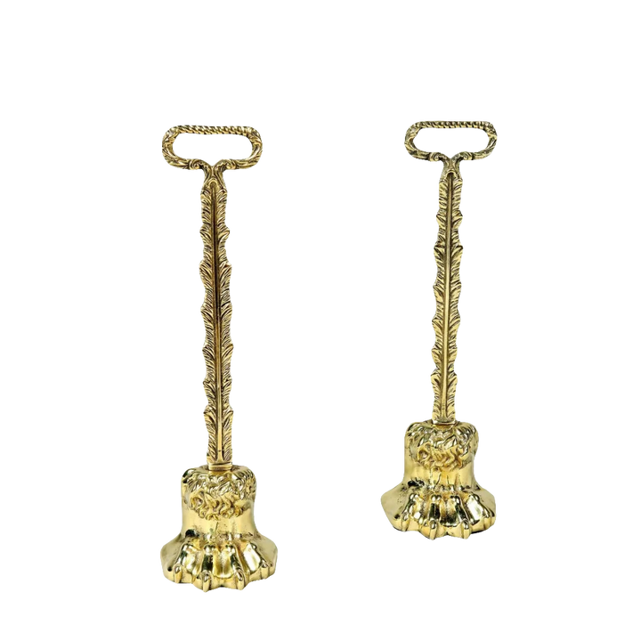 Pair of 19th century weighted hairy paw brass door porters from Collection TH10 with ornate Victorian design