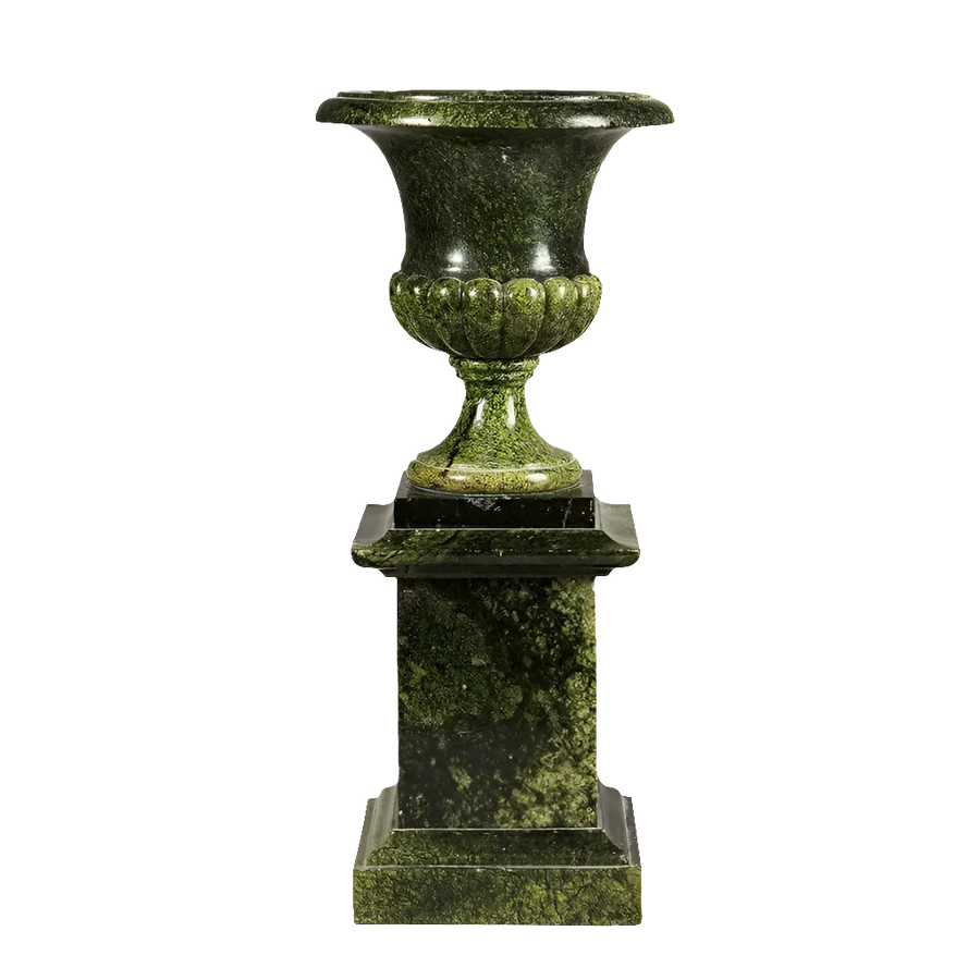 Green Alps Jade Campagna vase on stand with neoclassical design by Collection TH20, circa 1820 Italian craftsmanship