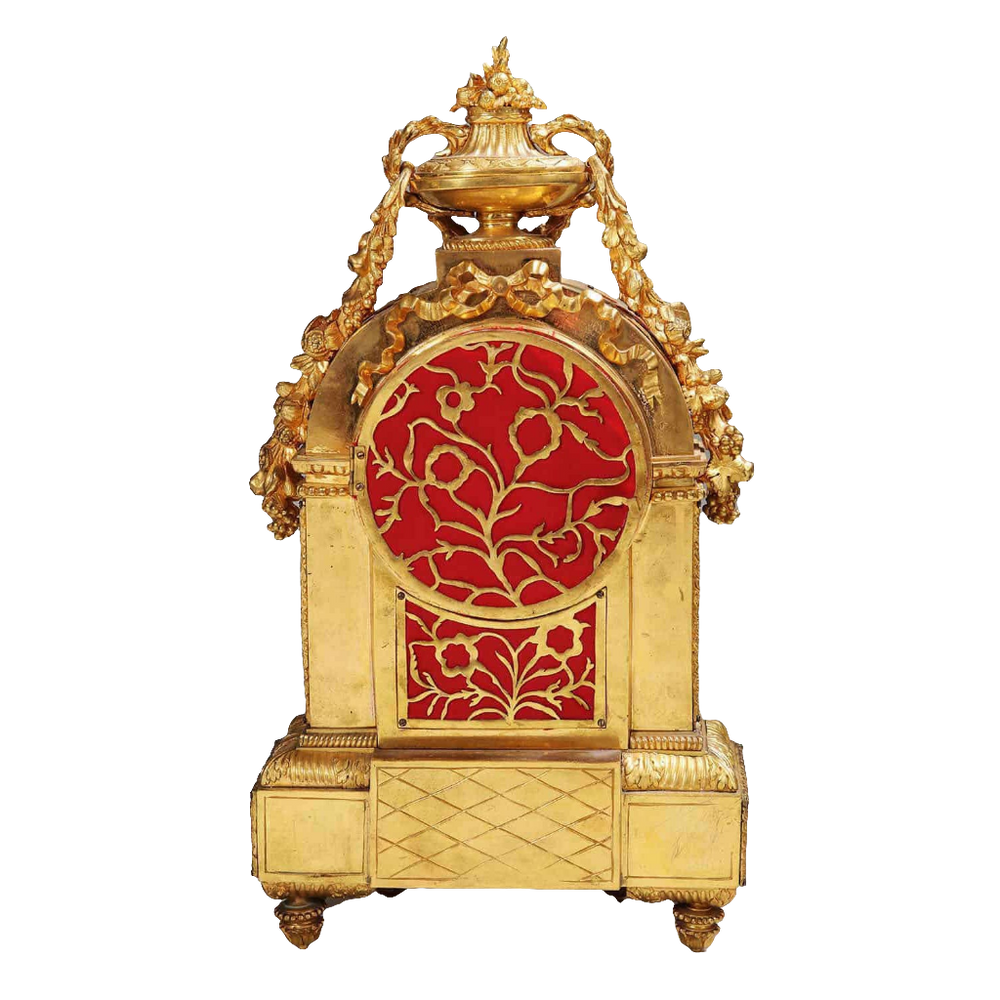 Rare 19th century Sèvres Porcelain and ormolu mantel clock with floral panels by Nwtiques