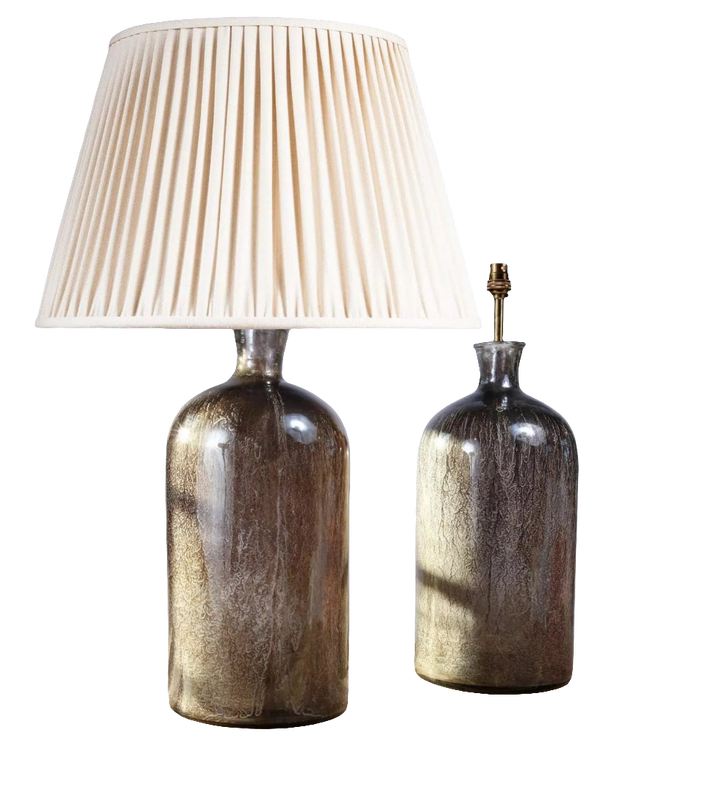 Large pair of decorative Eglomise Glass Jars at table lamps with antique silvered eglomisé decoration circa 1920