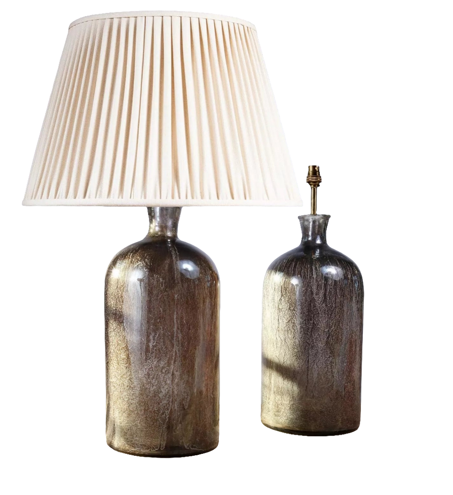 Large pair of decorative Eglomise Glass Jars at table lamps with antique silvered eglomisé decoration circa 1920