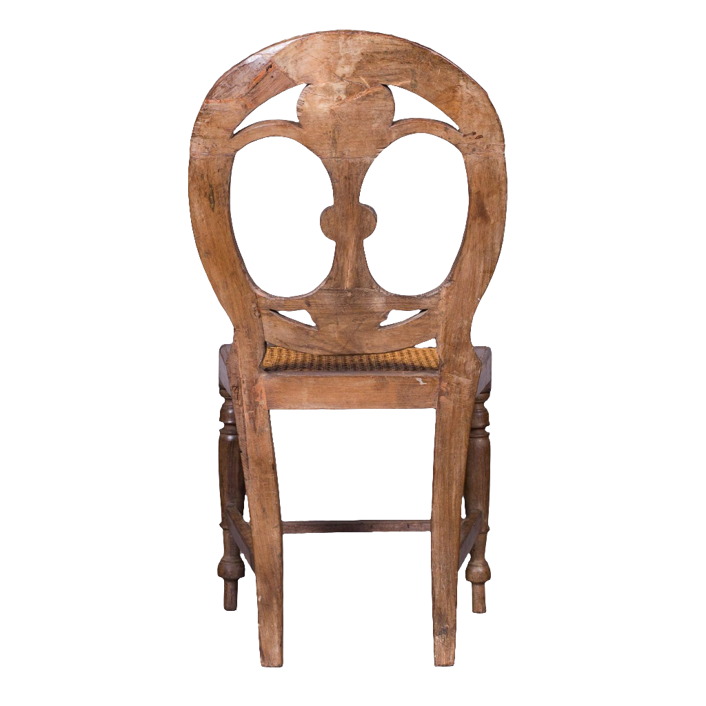 19th century Goan side chair with pierced oval back and cane seat by Nwtiques, circa 1850