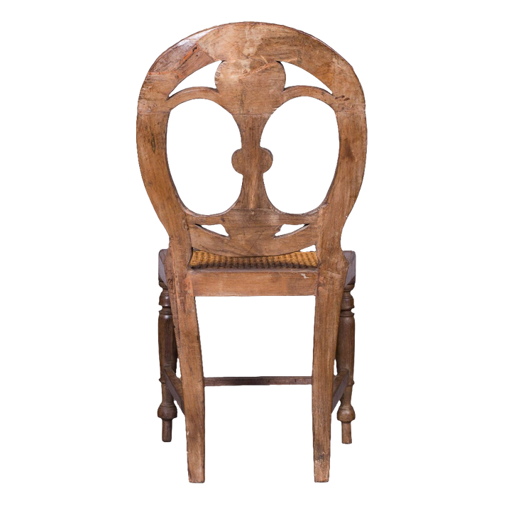 19th century Goan side chair with pierced oval back and cane seat by Nwtiques, circa 1850