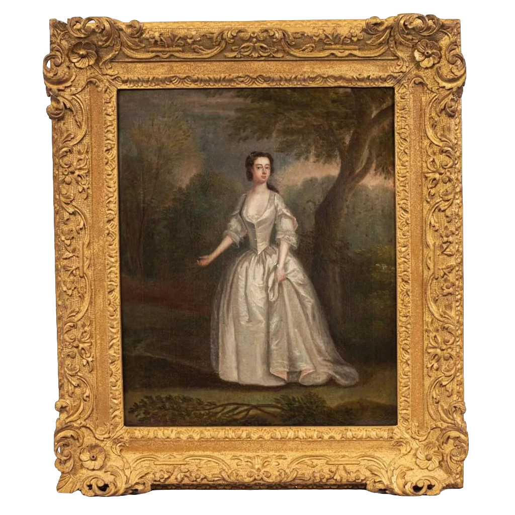 Portrait of Lucy Sotheron in a landscape by Circle of Charles Phillips, offered by Nwtiques