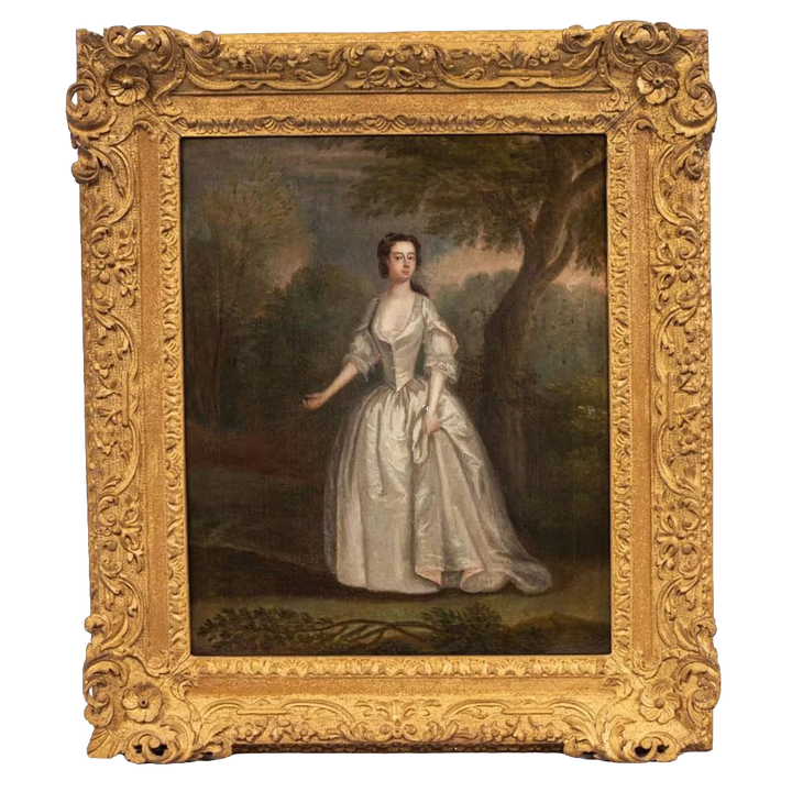 Portrait of Lucy Sotheron in a landscape by Circle of Charles Phillips, offered by Nwtiques