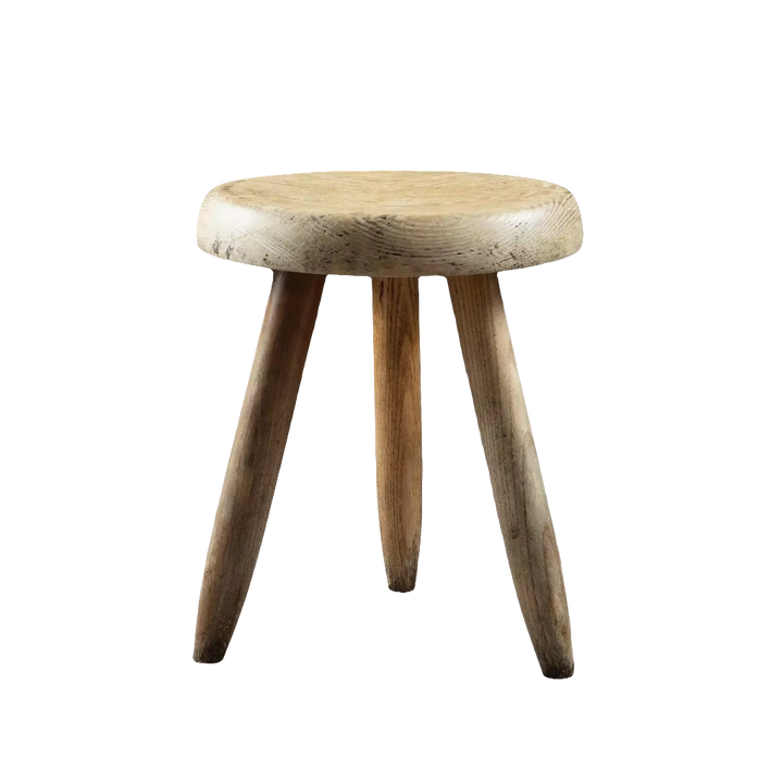 Charlotte Perriand Berger Stool in turned ash wood vintage mid-century design Collection EE30