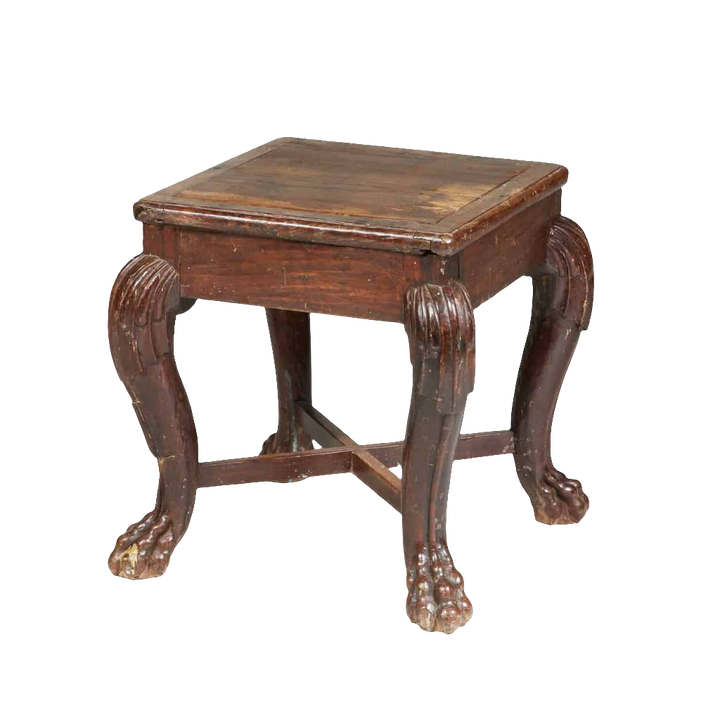 South Indian 18th century hardwood stool with carved claw feet from Goa India by Collection EE20 circa 1830