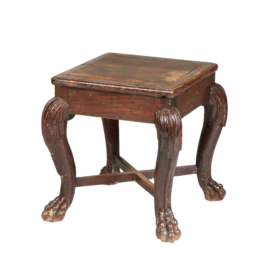 South Indian 18th century hardwood stool with carved claw feet from Goa India by Collection EE20 circa 1830