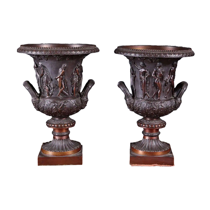 Pair of elegant 19th-century bronze Grand Tour vases inspired by Medici Vase by Collection CK20.