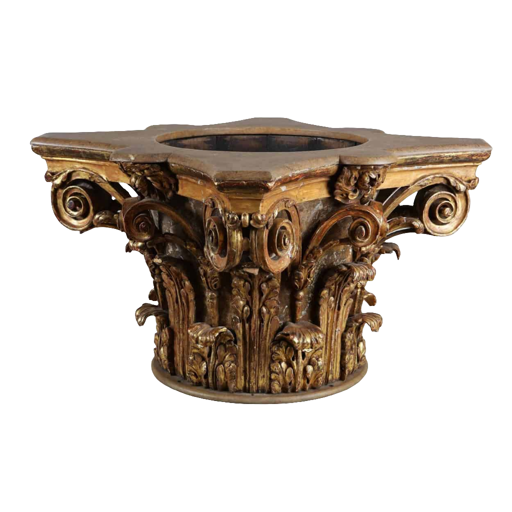 Giltwood Corinthian capital jardinière with intricate acanthus carving and gilded finish by Collection CK20, Regency England circa 1800