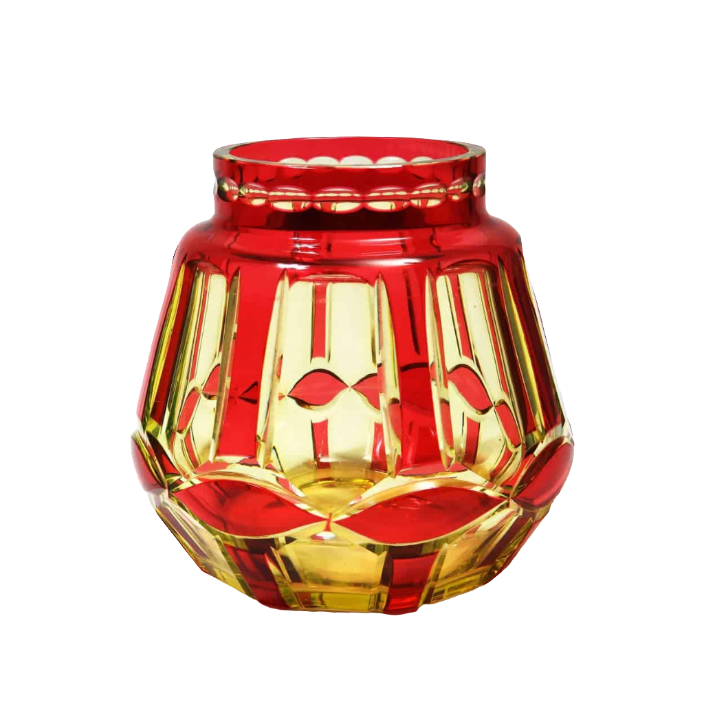 Val St Lambert cased ruby over uranium glass vase Palacio circa 1930 offered by Nwtiques
