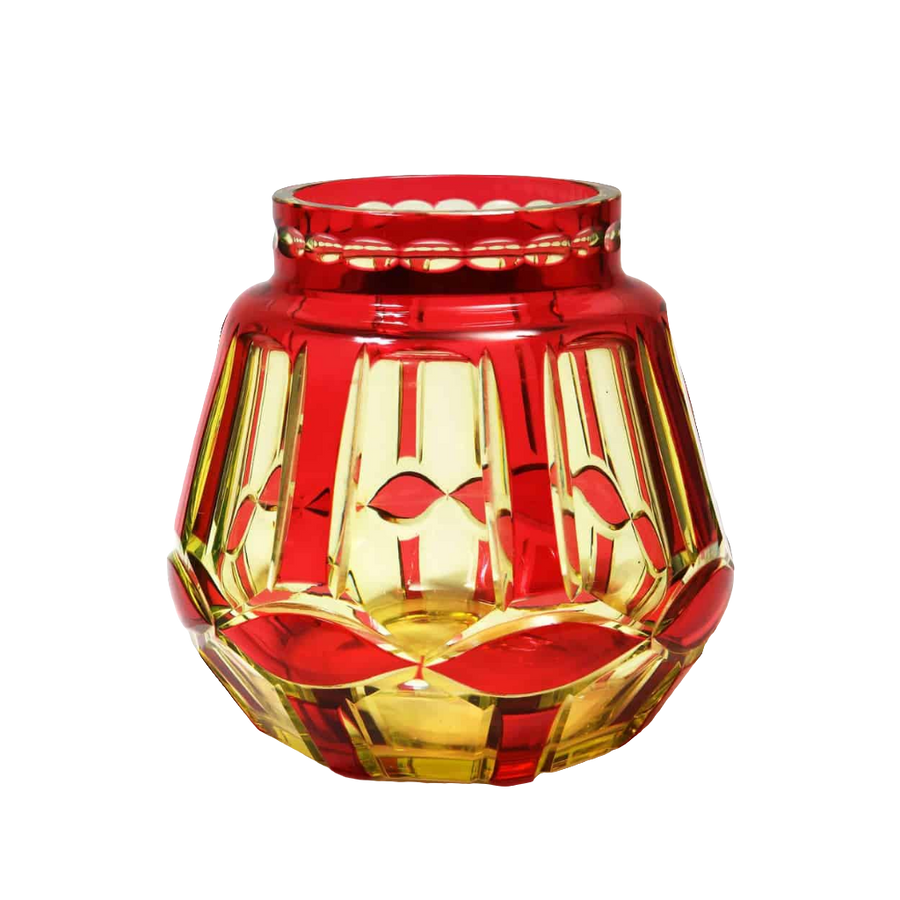 Val St Lambert cased ruby over uranium glass vase Palacio circa 1930 offered by Nwtiques
