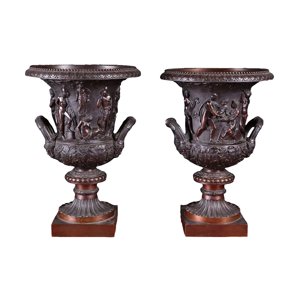 Pair of 19th-century bronze Grand Tour vases after the Medici Vase, Neo-Classical style by Collection CK20.
