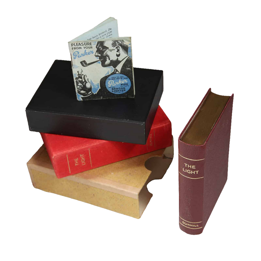 Rare Dunhill ‘The Light’ novelty petrol lighter shaped as a leather-covered bible by Nicholas Wells Antiques