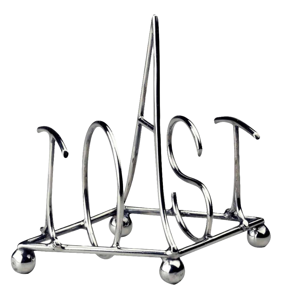 Hukin & Heath solid silver toast rack spelling TOAST early 20th century offered by Nwtiques