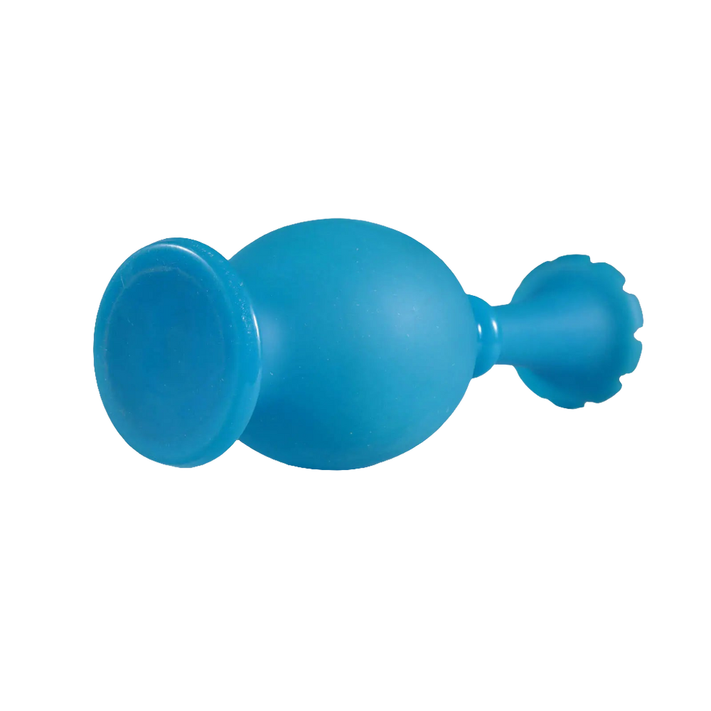 Late 19th century French opaline blue vase from Collection EE20, measuring 42 cm tall with rounded shape and flared base.