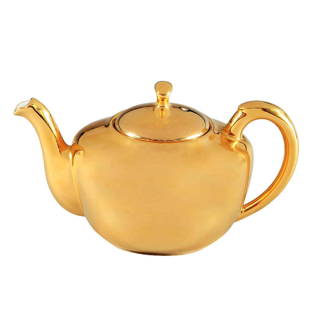 Royal Worcester 1970s gold lustre teapot with elegant curved handle, offered by Nwtiques.