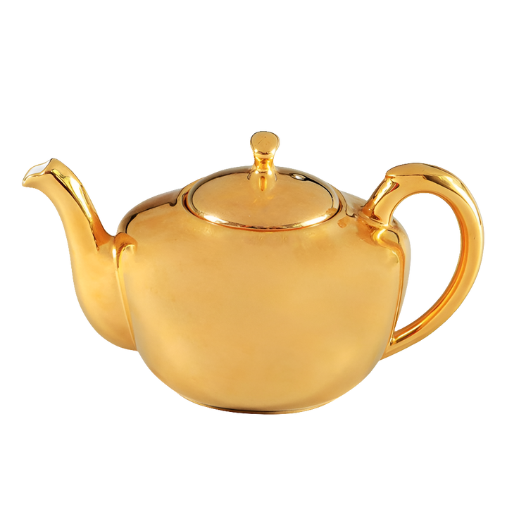 Royal Worcester 1970s gold lustre teapot with elegant curved handle, offered by Nwtiques.