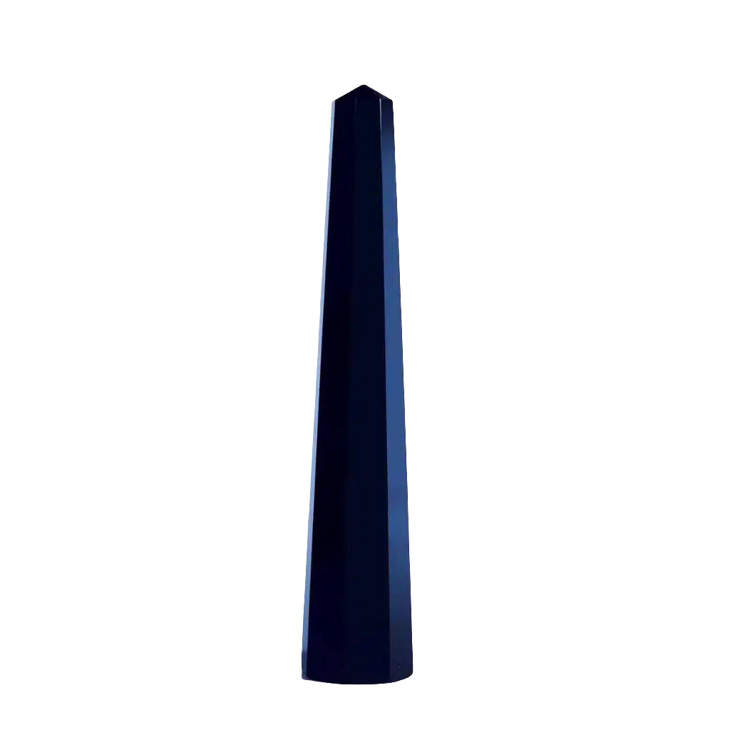 Venini Obelisk in anthracite glass, 1970s Italian art piece by Collection TH20, elegant modernist decor.