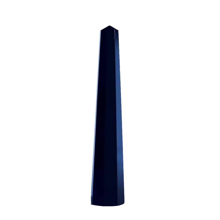 Venini Obelisk in anthracite glass, 1970s Italian art piece by Collection TH20, elegant modernist decor.