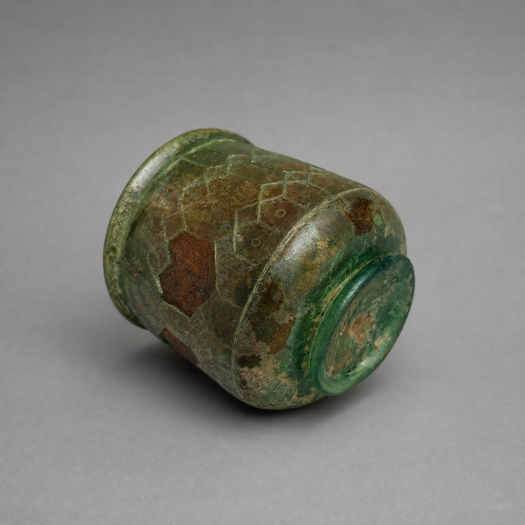 Late Roman Engraved Green Glass Beaker