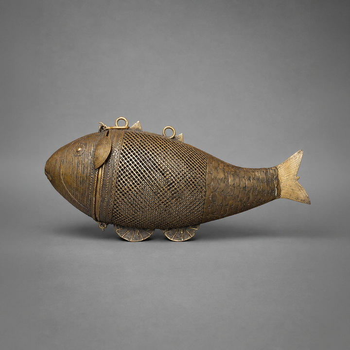 Indian Brass Fish Container
