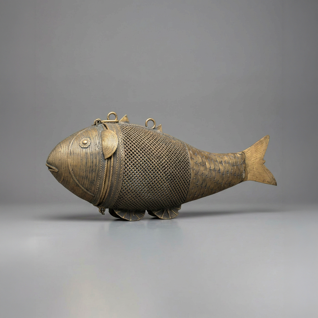 Indian Brass Fish Container