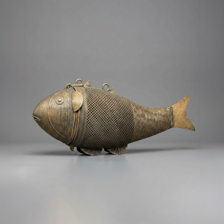 Indian Brass Fish Container
