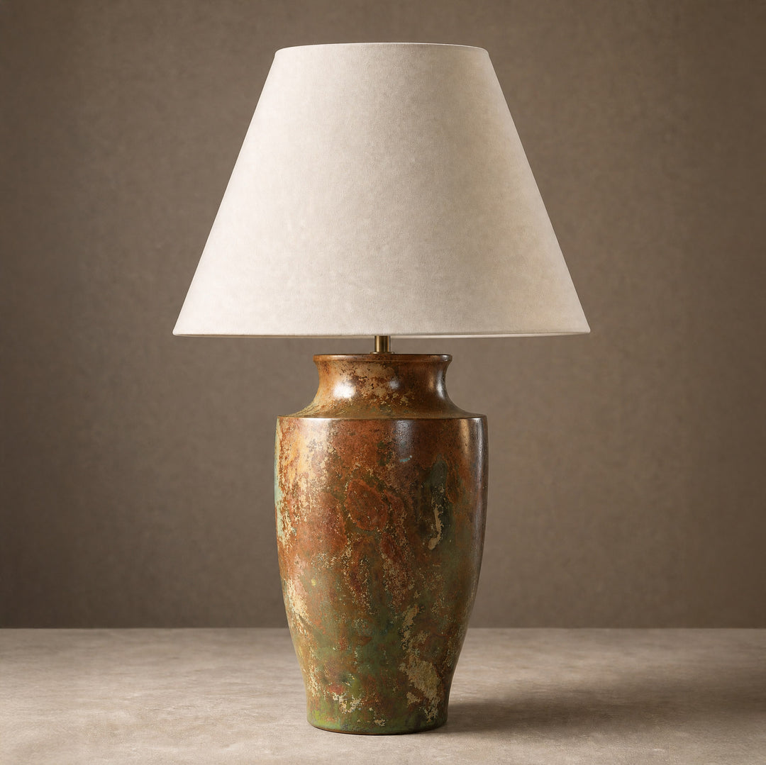 Japanese Patinated Bronze Lamp