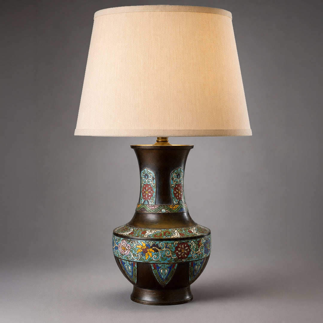 Chinese Cloisonné Bronze Vase Mounted as a Lamp