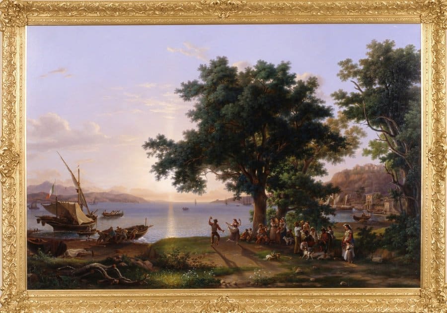 Pietro Della Valle oil painting LA MERANDA A TRAMONTO capturing sunset picnic scene by Collection CK10