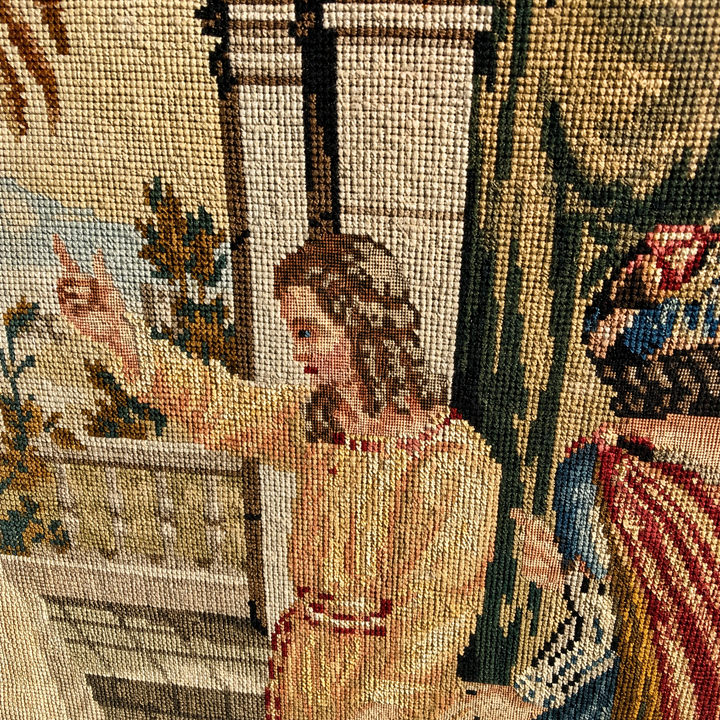 A Victorian Berlin Woolwork Depicting Joseph Interpreting Pharaoh’s Dreams