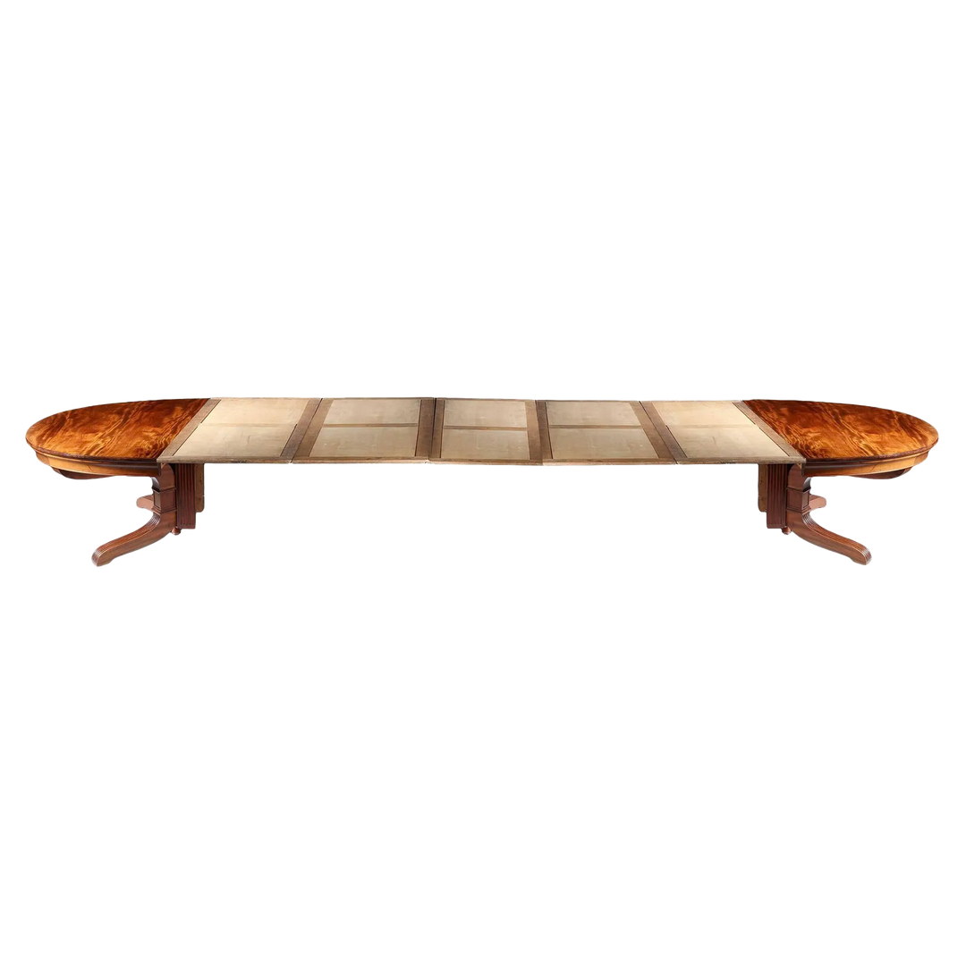 Early 19th century Charles X mahogany dining table with insert by Nwtiques, French antique craftsmanship
