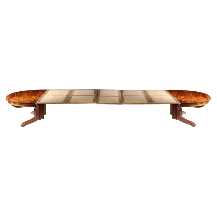 Early 19th century Charles X mahogany dining table with insert by Nwtiques, French antique craftsmanship