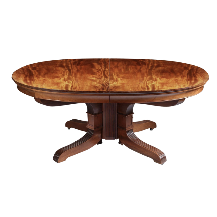 Early 19th century mahogany dining table in Charles X style by Nwtiques, solid wood, elegant craftsmanship